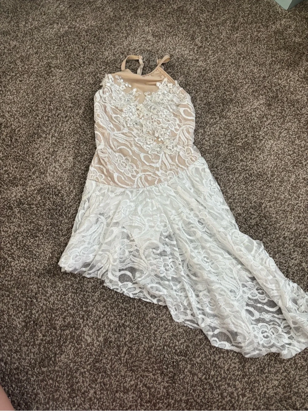 Beautiful White Lace Childs Large Dance Costume/Leotard